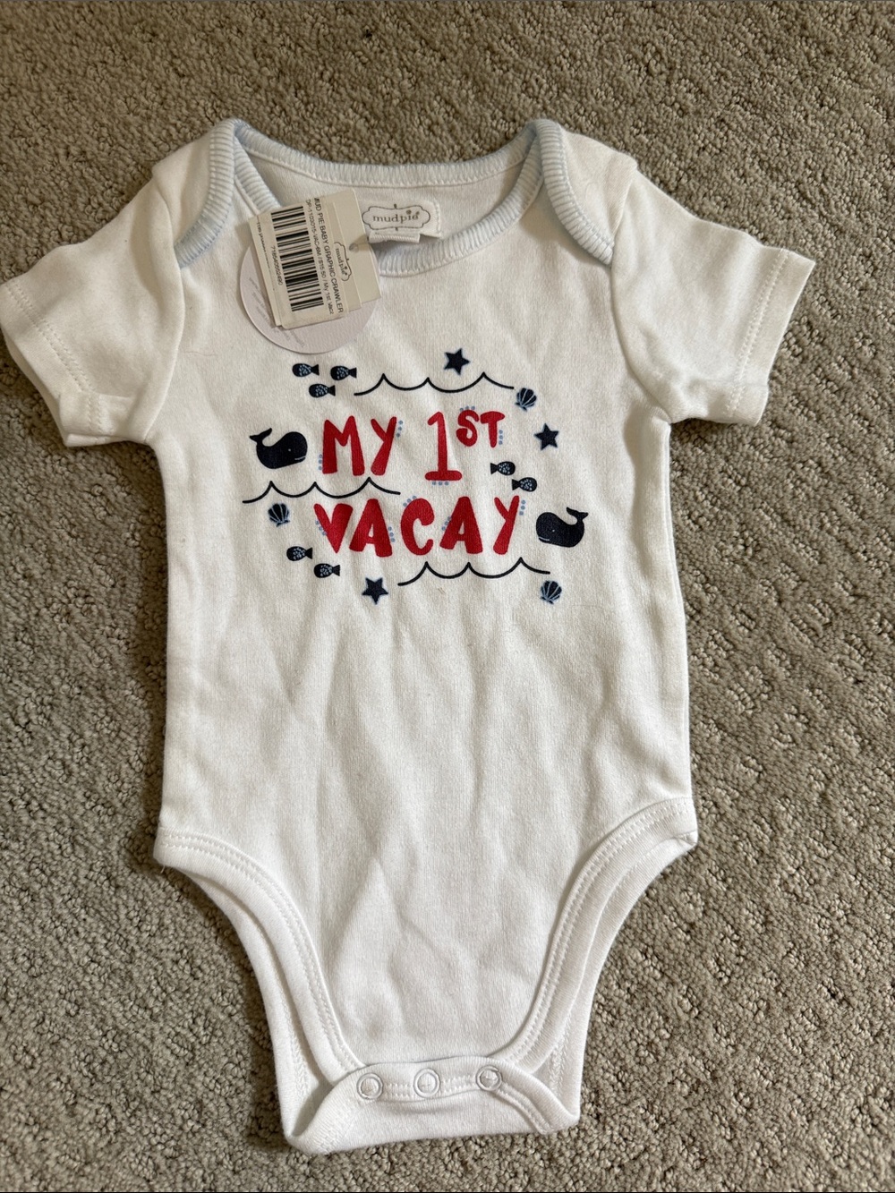 Mud Pie White 'My 1st Vacay' Baby One-Piece
